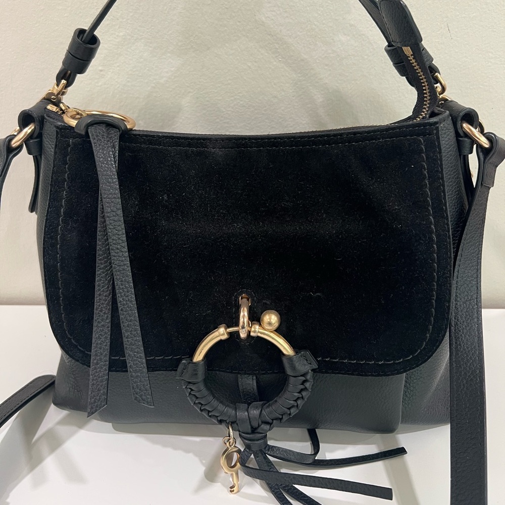 See By Chloe Black Shoulder Bag with Gold Accents